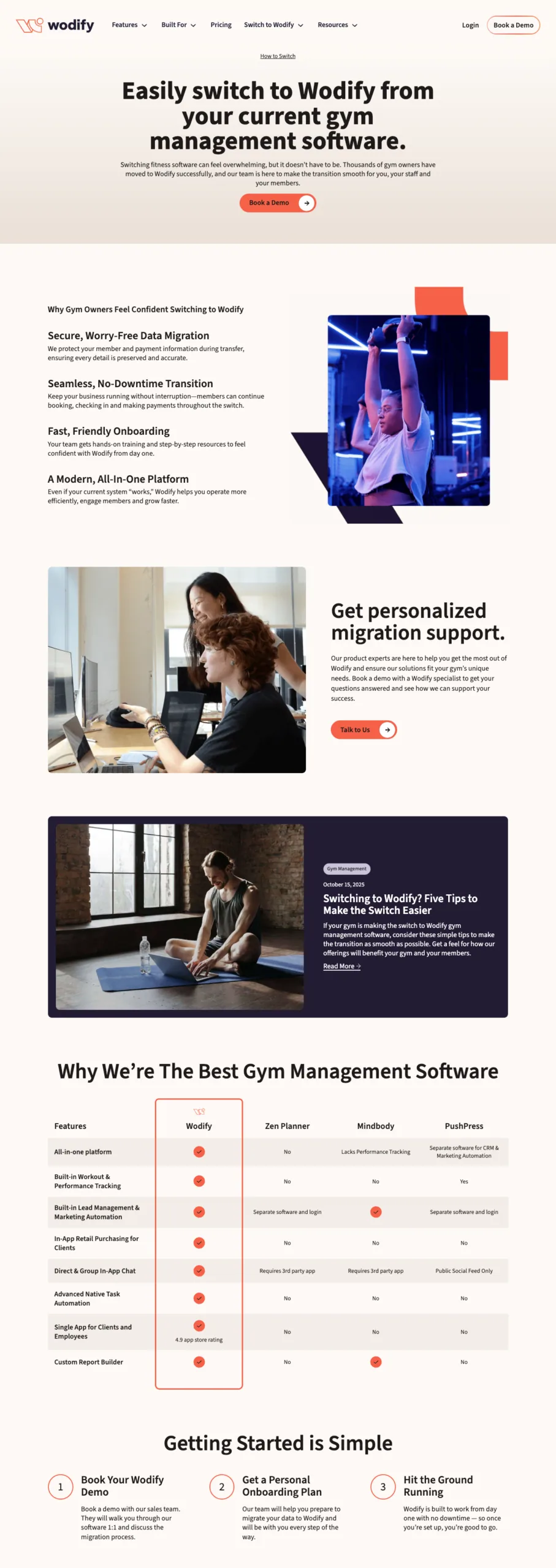 Wodify website page
