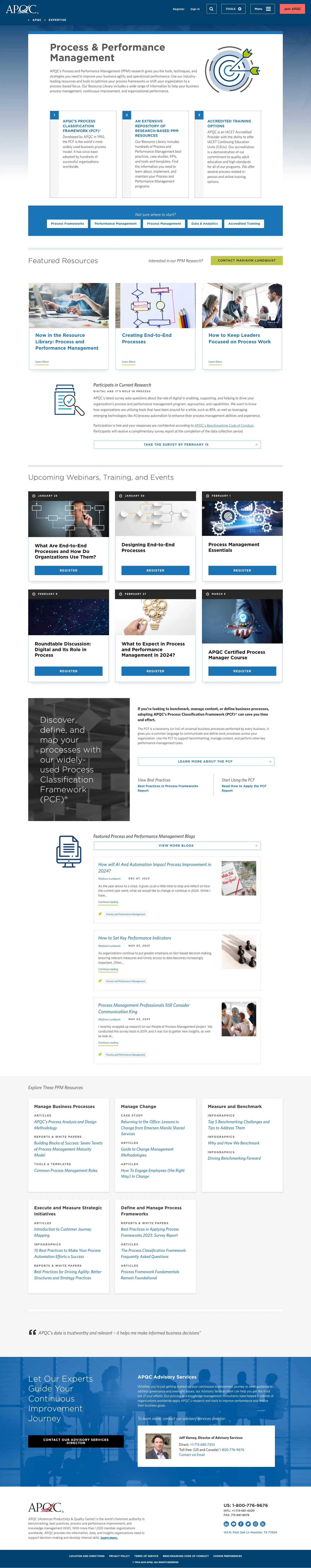 One of APQC.org's many landing page templates.