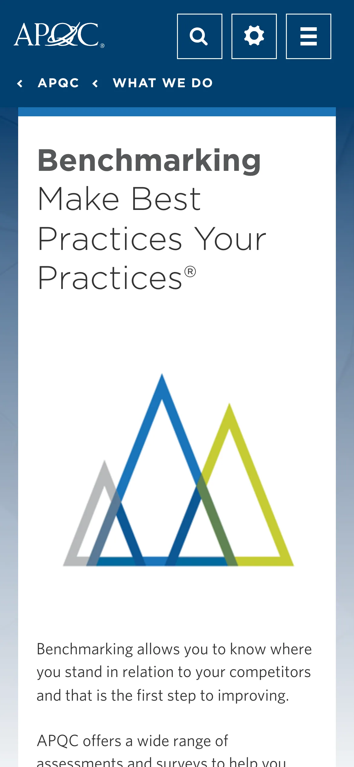 APQC.org mobile landing page