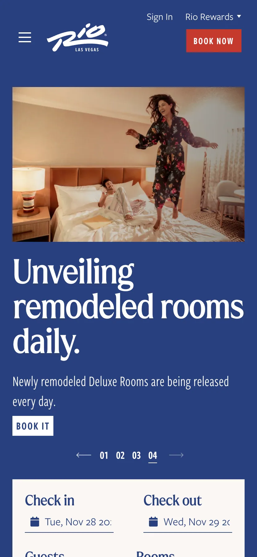 Rio mobile home page