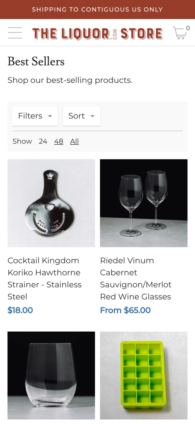 shop.liquor.com mobile collections page
