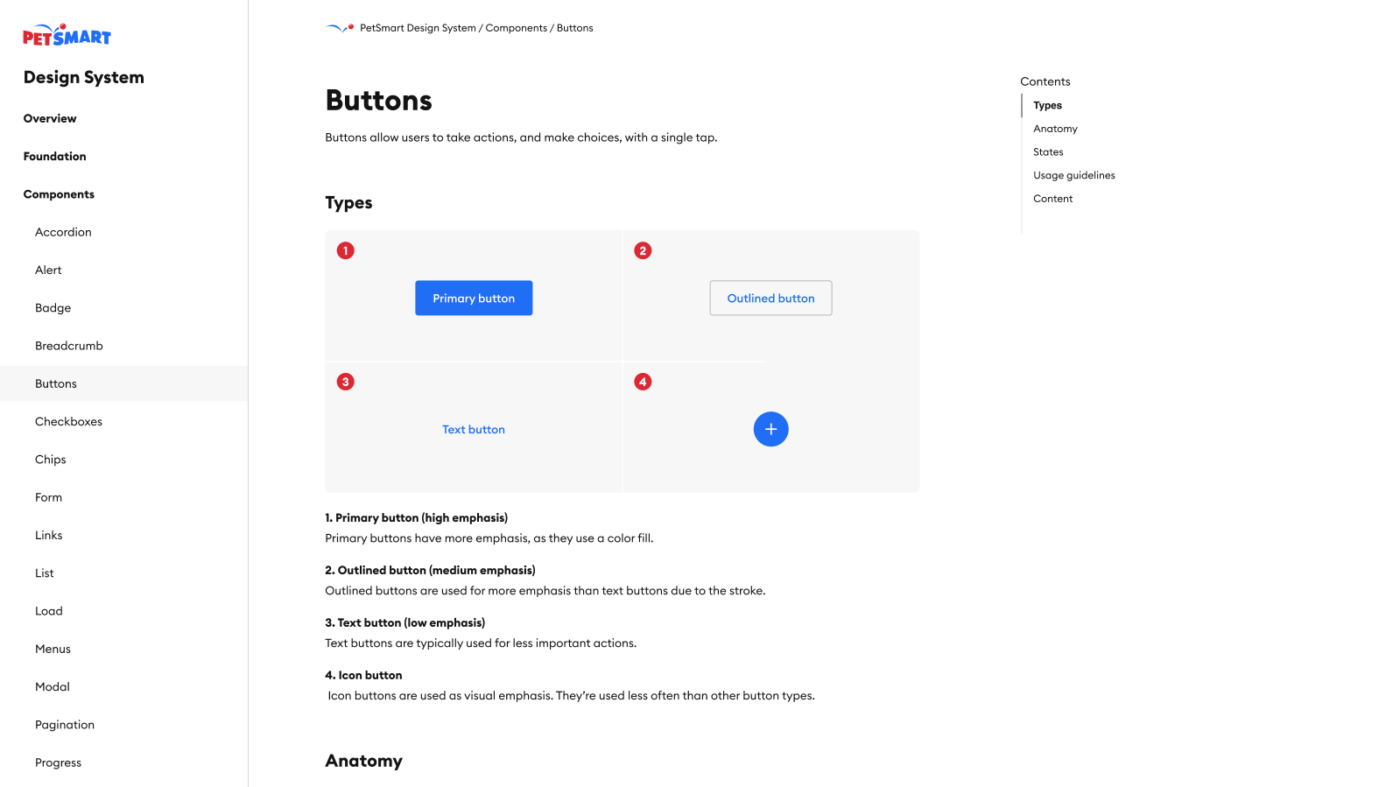 Button designs and usage guidelines