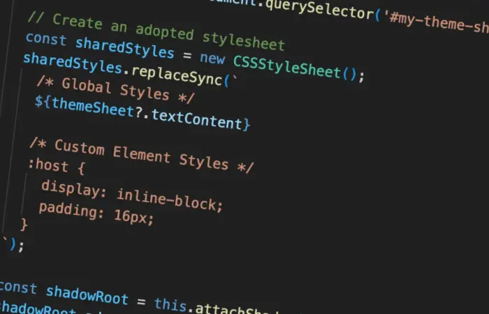 Adopted stylesheet code screenshot