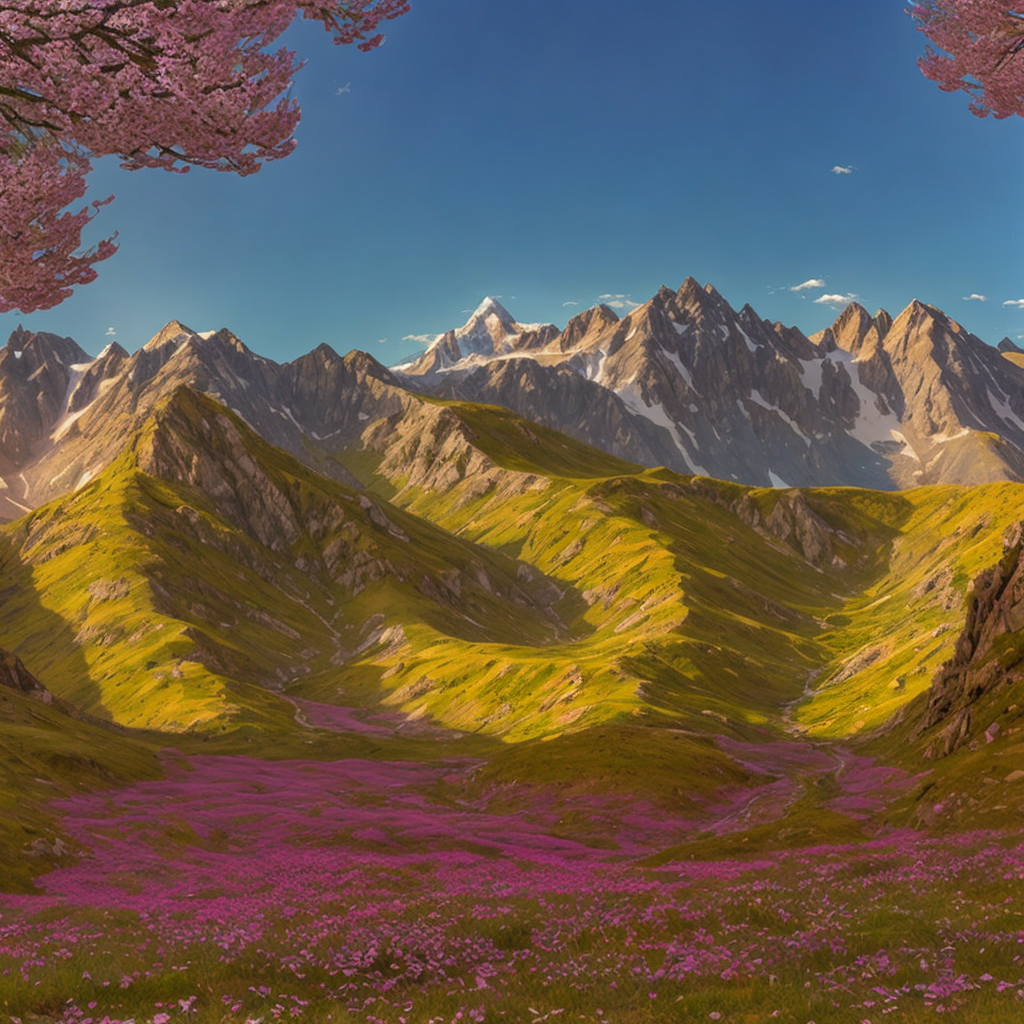 A beautiful a landscape with mountains on a Spring day.
