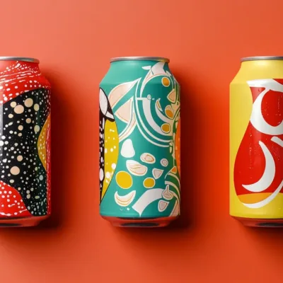 Three soda cans all with different branding