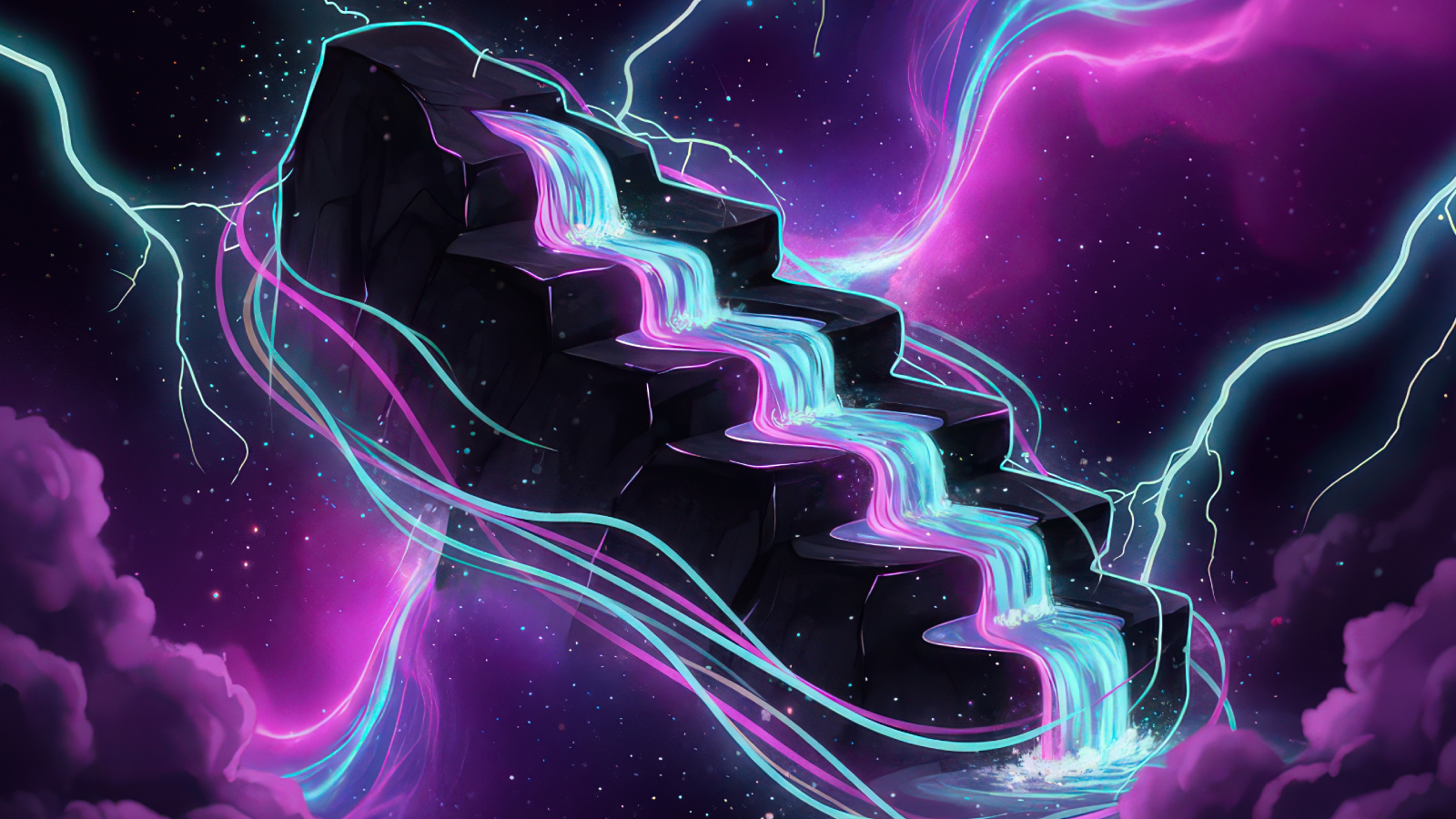 The Cascade Engine: A mystical current of structured flow—where raw input climbs through tiers of transformation, igniting clarity, power, and creation at every step.