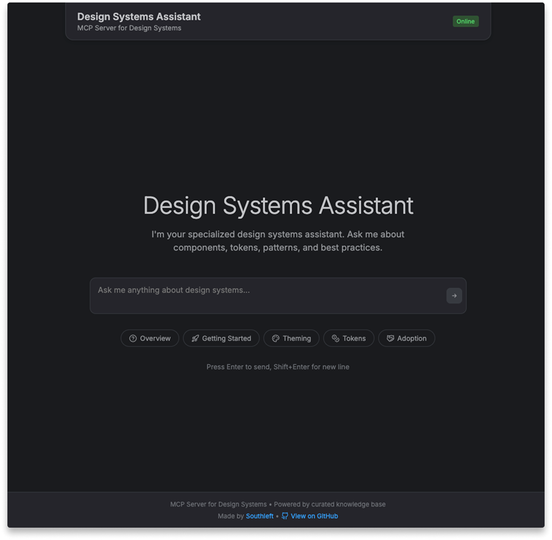 Design Systems Assistant MCP interface screenshot