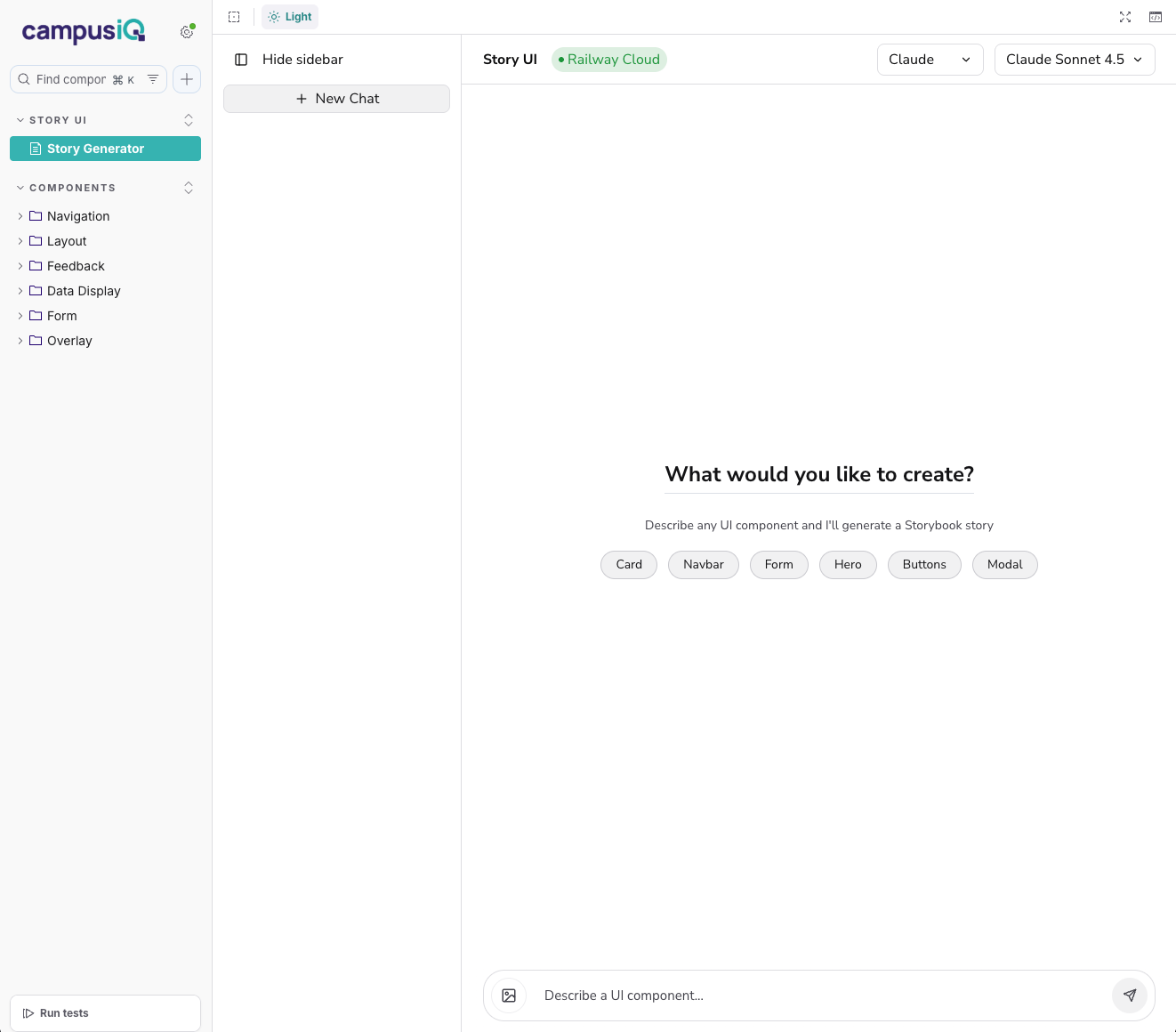 CampusIQ Storybook instance with Story UI integration.