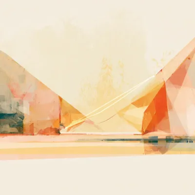 Two abstract geometric forms symbolizing design and development.